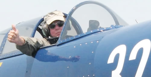 Captain Terry Lewis in the warbird CJ6A (also known as a Yak)