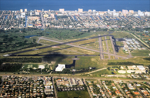 aerial shot of pompano air center at pompano park in pompano beach florida